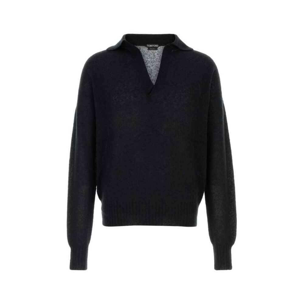 Tom Ford Men Black Cashmere Blend Polo Shirt